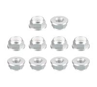 QUARKZMAN Écrou De Blocage en Nylon, 10 Pièces Écrou Nylstop M6 x 1mm Alliage D'Aluminium Ecrou Auto-Blocant, Ecrou De Bride Anodisé Pour Fixations (Argent)