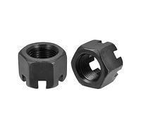 QUARKZMAN Écrou Hexagonal Fendu M18x1,5mm Noir 6 Pièces | Écrous Hexagonaux, Acier au Carbone de Qualité 4,8