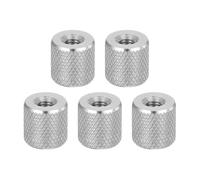 QUARKZMAN Ecrous à Ailettes Moleté Plats M4 D10 x H10mm 5 Pcs pour Machine | Écrou de Réglage , 304 Acier Inoxydable Tête Plate Moleté Diamant Trou Traversant Serrage pour Électronique