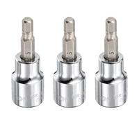 QUARKZMAN Embout douille hexagonal H5 5mm Entraînement 3/8" 3pièces | Longueur 2" (48mm), Acier CR-V, Pointe hexagonale métrique, pour vis à tête hexagonale, boulons, tournevis, foret et clé