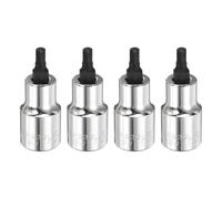 QUARKZMAN Embout Hexagonal 4pièces H5 5mm 1/2" 2" (55mm) | Acier Chrome-Vanadium, noir, pour vis et boulons à tête hexagonale, également comme tournevis, foret, clé