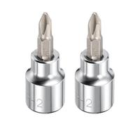 QUARKZMAN Embout Phillips #2 2pièces 3/8" Entraînement 2" Acier CR-V | Douille pour tournevis, foret et clé, pour vis et boulons à tête cruciforme, longueur 48mm, type PH2