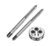 QUARKZMAN Ensemble de 3 Tarauds et Filières Métriques à Main M5 x 0.8 | Kit d'Outils de Filetage à Main pour la Réparation de Filetages, Tarauds Coniques/Intermédiaires et Filière Ronde