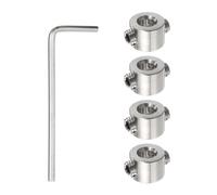 QUARKZMAN Ensemble de 4 Butées de Perçage de 4 mm, Réglables en Acier Inoxydable, avec Anodisation de Surface, pour Positionner les Forets, avec Clé Hexagonale, Couleur Argent