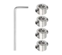QUARKZMAN Ensemble de 4 Butées de Profondeur pour Forets 5 mm Argent | Bague de Limitation de Perçage en Acier Inoxydable Réglable, Surface Anodisée avec Clé Hexagonale