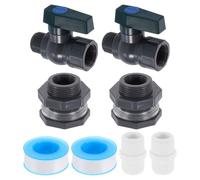 QUARKZMAN Ensemble Pluie Baril Robinet Kit 3/4" GHT Cloison Raccord Gris | Plastique, Tuyau arrosage Adaptateur, Filetage Joint Ruban pour Réservoir eau Aquarium, Pluie Baril Robinet