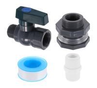 QUARKZMAN Ensemble Pluie Baril Robinet Kit, Plastique Pluie Baril Robinet avec 3/4" GHT Cloison Raccord, Tuyau arrosage Adaptateur et Filetage Joint Ruban pour Réservoir Eau Aquarium, Gris