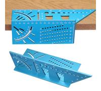 QUARKZMAN Équerre De Menuiserie En Alliage D'Aluminium, Gabarit De Mesure 45 Et 90 Degrés Règle De Mesure 3D Outil De Gabarit D'Angle Accessoire De Menuiserie Cadeau Pour Hommes, Bleu