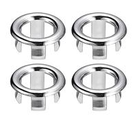 QUARKZMAN Évier Garniture Trop-plein Couvercle, 4Pcs Évier Trop-plein Anneaux 25mm Toilettes Cuisine Lavabo Bonde Couverture Trou Insert en Rond Capuchons, Argenté