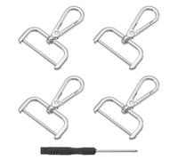 QUARKZMAN Fermoirs Pivotants Crochet Anneau en D 38mm Argent 4pcs | Mousqueton Amovible Crochet de Fermoir à Griffe de Homard en Métal avec Tournevis pour Porte-Clés