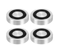 QUARKZMAN Filetage M8 20mm Dia 8mm Épaisseur Cercle en Aluminium Disque Adaptateur de Dessus en Verre 4pcs Patins de Pieds de Table Ronds Solides avec Anneau Caoutchouc Antidérapant