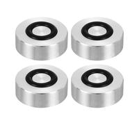 QUARKZMAN Filetage M8 25mm Dia 12mm Épaisseur Cercle en Aluminium Disque Adaptateur de Plateau en Verre 4pcs Patins de Pieds de Table Ronds Solides avec Anneau Caoutchouc Antidérapant