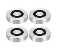 QUARKZMAN Filetage M8 25mm Dia 8mm Épaisseur Cercle en Aluminium Disque Adaptateur Dessus en Verre 4pcs Patins de Pied de Table Ronde Aluminium Solide avec Anneau Caoutchouc Antidérapant