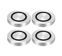 QUARKZMAN Filetage M8 40mm Dia 7mm Épaisseur Cercle en Aluminium Disque Adaptateur Dessus en Verre 4pcs Patin de Pied de Table Ronde Aluminium Solide avec Anneau Caoutchouc Antidérapant