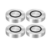 QUARKZMAN Filetage M8 50mm Dia 12mm Épaisseur Cercle en Aluminium Disque Adaptateur Dessus en Verre 4pcs Patin de Pied de Table Ronde Aluminium Solide avec Anneau Caoutchouc Antidérapant