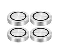 QUARKZMAN Filetage M8 55mm Dia 12mm Épaisseur Cercle en Aluminium Disque Adaptateur Dessus de Verre 4pcs Patin de Pied de Table Ronde Aluminium Solide avec Anneau Caoutchouc Antidérapant