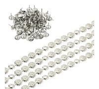 QUARKZMAN Garniture A Tête De Clou, 4 Mètres Bandes De Clous De Tapisserie Fleuris, Garnitures Décoratives À Clous Avec Clous Pour Sofa Headboard, DIY Accessoire De Meuble (11mm Argent)