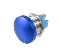 QUARKZMAN Interrupteur Bouton Poussoir Momentané Bleu 1 Pc Métal Auto | Pour Électroménagers Et Automobiles, A/C/DC 12V-250V, Borne À Vis, Résistant À L'Eau, 1 Anneau Caoutchouc Inclus