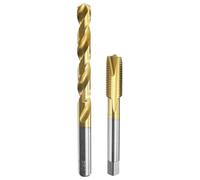 QUARKZMAN Jeu De Tarauds Et Forets, 1pcs Taraud M12 x 1.25 À Pointe Spirale Métrique & 1pcs Forets Hélicoïdaux 10.8mm, Kit D'Outillage De Filetage En HSS-6542 Revêtu Titane