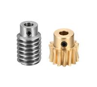 QUARKZMAN Jeu D'Engrenage À Vis Sans Fin Engrenage En Laiton-5mm Alésage | 15T 1 Module Taux De Réduction 15:1, Rotation Droite Boîte De Commande Roue, Tige En Acier #45 5mm Alésage