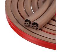 QUARKZMAN Joint D'Étanchéité de Porte En Silicone 0,55" X 0,47" Marron | de 20 Pieds, Joint D'Étanchéité En Forme de D Auto-Adhésif Pour Cadre de Porte et Fenêtre