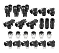 QUARKZMAN Kit 24 Raccords Rapides 12.7mm DE 1/4" NPT Mâle Coude Droit | Union Plastique, pour tube et tuyau d'air 12.7mm DE