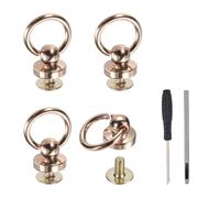 QUARKZMAN Kit 4 Pièces Anneaux en D Boutons à Boule 9.5 mm Doré Clair | Rivets en Cuivre, Vis à Boule Rotative 360° avec Poinçon et Tournevis pour Réparation Sacs et Cuir