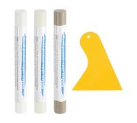 QUARKZMAN Kit de bâtons de calfeutrage à bois 3 Pièces Série blanche | Répération de rayures : crayons de cire, marqueurs, cire à bois, avec spatule, pour meubles et sols, 3 couleurs