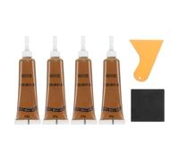 QUARKZMAN Kit de réparation du bois 4 Pièces Palissandre Jaune | Calfeutrage de retouche avec grattoir et papier de verre pour rayures, trous, fissures, tables, bureaux, planchers en bois