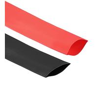 QUARKZMAN Kit Gaines Thermorétractables 2:1 25mm(1") Dia 41mm Plat 3.3ft Noir Rouge Isolation Protection pour Câble Électrique Fil