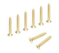 QUARKZMAN Lot De 8 Vis À Bois À Tête Plate Phillips M4 x 25mm Ton Doré | En Laiton, Vis À Bois Autotaraudeuses Phillips En Laiton, Pour Charnières De Porte Travaux Manuels En Bois