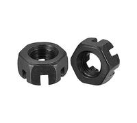 QUARKZMAN M10x1,5mm Écrou Hexagonal Fendu, Écrous Hexagonaux en Acier au Carbone de Qualité 4,8, Noir, 12 Pièces