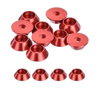 QUARKZMAN M3 Rondelles de Coupelle Conique, Joints en Aluminium Anodisé de Tête de Coupelle pour Vis RC/FPV/PC/Drone/Accessoires Mécaniques Pièces de Modèle, Paquet de 10 (Rouge)