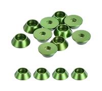 QUARKZMAN M3 Rondelles de Coupelle Conique, Joints en Aluminium Anodisé de Tête de Coupelle pour Vis RC/FPV/PC/Drone/Accessoires Mécaniques Pièces de Modèle, Paquet de 10 (Vert)