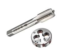 QUARKZMAN Métrique Machine Taraud et Rond filière Ensemble M12 x 1mm H2 Haute Vitesse Acier Alliage Acier Non Revêtu 4 Droit Rainures Filetage Taraud filière Bricolage Outil