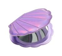 QUARKZMAN Miroir De Poche Pailleté Coquille Forme Loupe Double Face Purple | 1x/2x, Miroir De Maquillage Pliable Pour Femmes Filles Sac À Main, Portable Compact