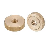 QUARKZMAN Moleté Pouce Écrous, 2pcs M8 x D23mm x H7mm Laiton Moleté Écrou Plat Tête à travers Trou Verrouillage Réglage Écrous pour 3D Imprimante Pièces