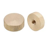 QUARKZMAN Moleté Pouce Écrous M6 x D20mm x H7mm 4pcs | Moleté Écrou Plat Tête Aveugle Trou Verrouillage Réglage Écrous, Laiton, pour 3D Imprimante