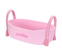 QUARKZMAN Panier Rectangulaire En Corde 14.6x7.9x7.1inch Rose | Petits Paniers Tissés Pour Organiser Mini Rangement Tissé Avec Poignées Pour Étagère Décoration Maison Chambre Coffre Cadeau
