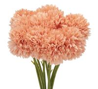 QUARKZMAN Paquet de 10 Artificiel Fleur Têtes Soie Chrysanthème Orange | Boule Hortensia, Faux Fleurs pour DIY Artisanat Mariage et Fête Décoration