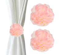 QUARKZMAN Pinces À Rideaux Fleuries 2PCS, Attaches-Rideaux Décoratives pour Fenêtre, Pinces Décoratives pour Rideaux, Boutons Décoratifs pour Chambre Bureau, Princess Pink