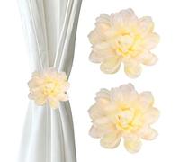 QUARKZMAN Pinces À Rideaux Fleuries 2PCS, Attaches Rideaux Décoratives pour Fenêtre Porte-Rideaux Décoratifs Boutons pour Chambre Bureau Décoration, Orange Pâle