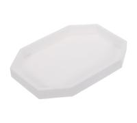 QUARKZMAN Plateau De Salle De Bain, 7.9" x 6" Plateau Octogonal en Silicone pour Distributeur De Savon, Organisateur De Lavabo Incassable pour Savons Clés Bougie Bijoux, Blanc