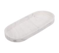 QUARKZMAN Plateau De Salle De Bain, 9.8" x 4" Plateau Ovale en Silicone pour Distributeur De Savon, Organisateur De Lavabo De Cuisine Incassable pour Savons Clés Bougeoirs, Marbre Blanc