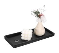 QUARKZMAN Plateau De Salle De Bain en Silicone, 11.8" x 4.9" Plateau Rectangulaire Coiffeuse, Toilette, Petit Plateau Distributeur De Savon, Flacons De Lotion, Parfum, Bijoux, Bougie, Noir