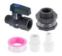 QUARKZMAN Pluie Baril Robinet Kit Plastique Tuyau arrosage Adaptateur Gris | 1 Ensemble, avec 3/4" GHT Cloison Raccord, Pagode Connecteur, et Filetage Joint Ruban, Pluie Baril Robinet