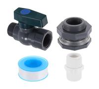 QUARKZMAN Pluie Baril Robinet Kit pour Réservoir Eau Aquarium Gris | 1 Ensemble, Plastique Pluie Baril Robinet avec 1 GHT Cloison Raccord, Tuyau arrosage Adaptateur et Filetage Joint Ruban