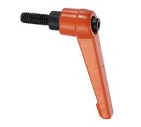 QUARKZMAN Poignées de levier de serrage Filetage mâle M6x16mm Orange | 1 Pièce, pour tour, avec poignée réglable, cliquet à bouton poussoir et boulon rotatif à verrouillage rapide