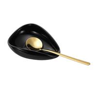 QUARKZMAN Porte-Cuillère À Café, Mini Porte-Cuillère En Céramique Support À Cuillère À Thé En Porcelaine Avec Cuillère À Thé En Or Pour Espresso Latte Cappuccino Dessert Cuisine Salle À