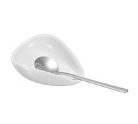 QUARKZMAN Porte-Cuillère À Café, Mini Porte-Cuillère En Céramique Support À Cuillère En Porcelaine Avec Cuillère À Café En Argent Pour Espresso Latte Cappuccino Dessert Accessoires De